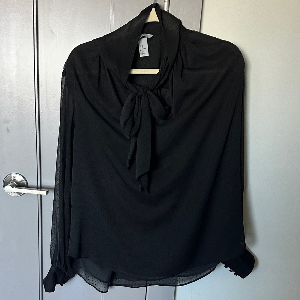 H&M Black Blouse with Bow Detail